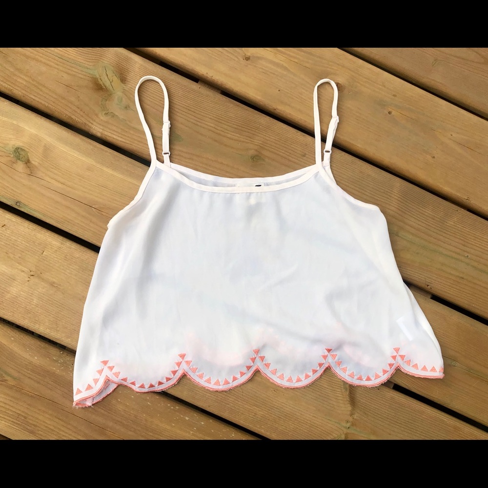 LA Hearts Crop Tank with Peach Embroidery Detail